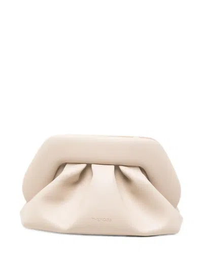Themoirè Bios Ruched Clutch Bag In Neutral