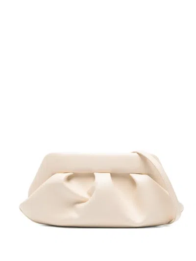 Themoirè Bios Ruched-effect Clutch Bag In Neutral