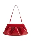Themoirè Vegan Fabric Baguette Shoulder Bag In Red