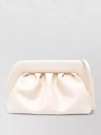 Themoirè Bios Ruched Vegan Leather Clutch Bag In White