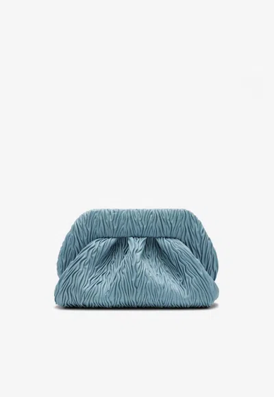 Themoirè Bios Ruched Vegan Leather Clutch Bag In Blue
