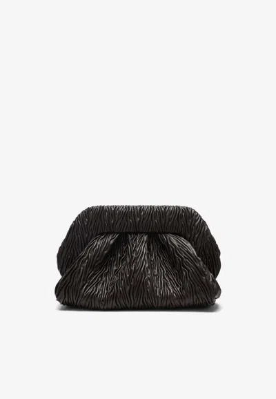 Themoirè Bios Ruched Vegan Leather Clutch Bag In Brown