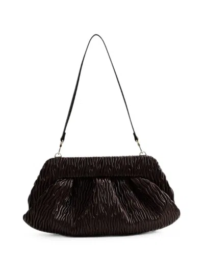 Themoirè Bios Embossed Vegan Leather Clutch In Brown