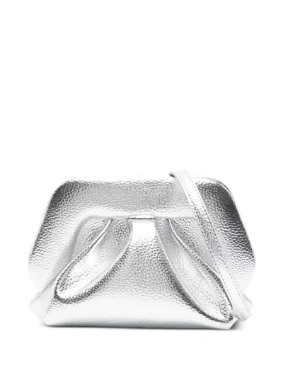 Themoirè Bios Small Clutch Bag Metallic Finish In Silver