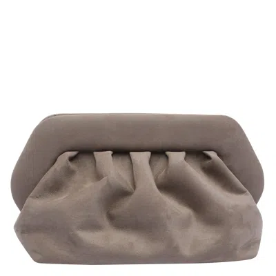 Themoirè Bios Suede Clutch In Gray