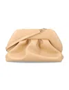 Themoirè Pleated Rectangular Clutch Adaptable Strap In Neutral