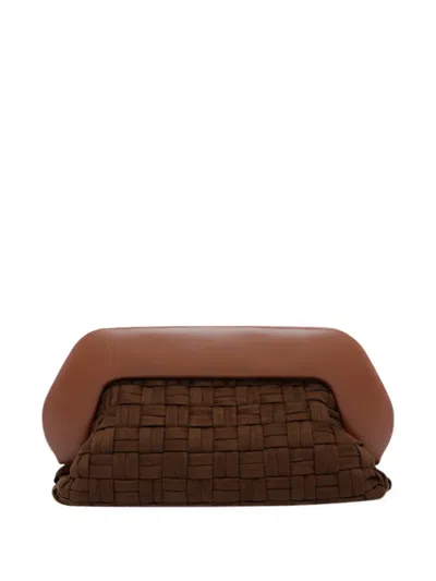Themoirè Bios Woven Clutch Bag In Brown
