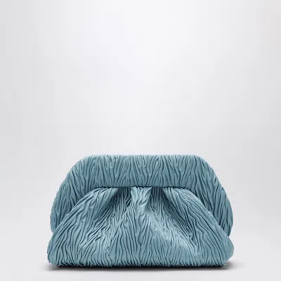 Themoirè Blue Ruched Vegan Leather Bios Clutch In Light Blue