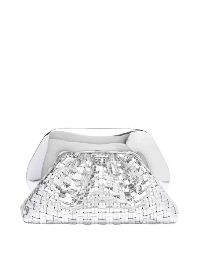 Themoirè Tia Weaved Laminated Shoulder Bag In Silver