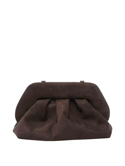 Themoirè Tia Suede Clutch In Brown