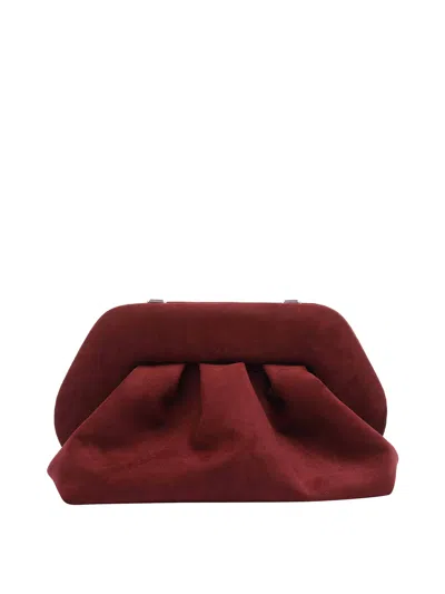 Themoirè Tia Suede Clutch In Red