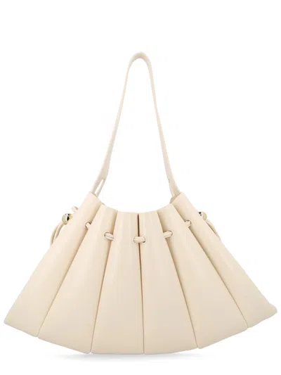 Themoirè Light Cream Calipso Large Shoulder Bag In White
