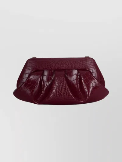 Themoirè Bow Detail Crocodile Texture Shoulder Bag