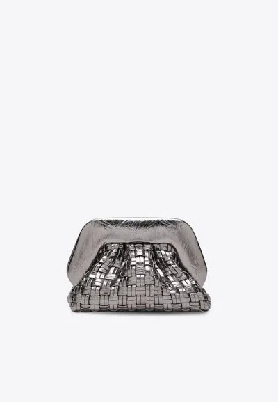 Themoirè Braided Clutch Bag In Silver