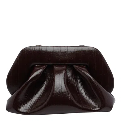 Themoirè Bios Gathered-effect Clutch Bag In Brown