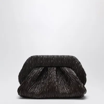 Themoirè Brown Gathered Vegan Leather Clutch