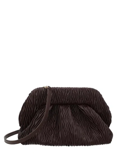 Themoirè Brown Ruched Wavy Handbag In Black