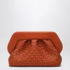 Themoirè Burnt Clutch In Woven Eco In Orange