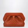 Themoirè Burnt Orange Clutch In Woven Eco Leather