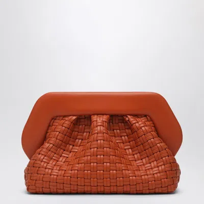 Themoirè Burnt Orange Clutch In Woven Eco Leather