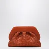 Themoirè Burnt Orange Clutch Tia In Woven Eco Leather