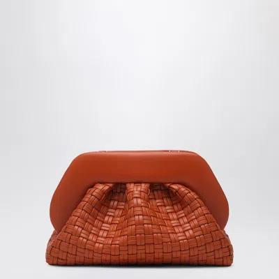 Themoirè Burnt Orange Clutch Tia In Woven Eco Leather