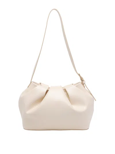 Themoirè Butter Cream Athena Bucket Crossbody Bag In White