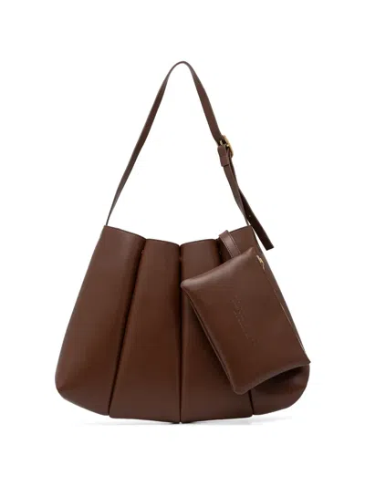 Themoirè Calipso Pleated-effect Shoulder Bag In Brown
