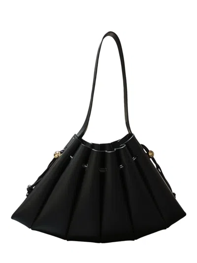 Themoire' Calipso Vegan Fabric Shoulder Bag In Black