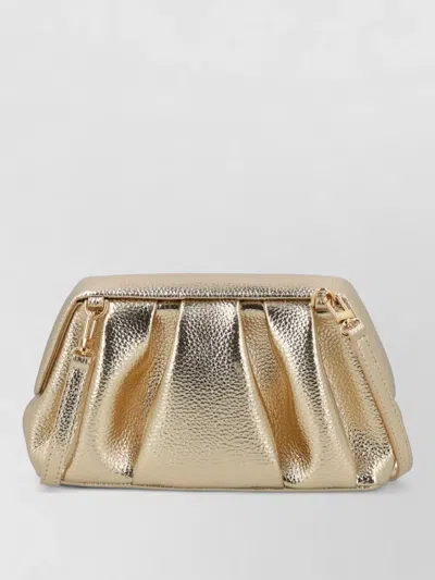 Themoirè Clutch Bag Structured Shape Metallic Finish Pleated