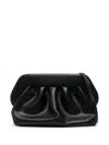 Themoirè Gathered Pleated Rectangular Clutch Bag In Black