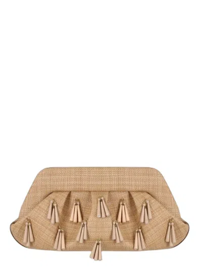 THEMOIRÈ THEMOIRÈ CLUTCH EMERA PAPER FRINGES MACADAMIA