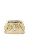 Themoirè Gold Mirror Vegan Leather Clutch With Unique Crinkled Design In Gold