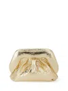 Themoirè Gold Mirror Vegan Leather Clutch With Unique Crinkled Design In Gold