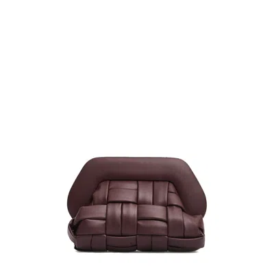 Themoirè Clutch Vegan Leather Intreccio Bordeaux In White