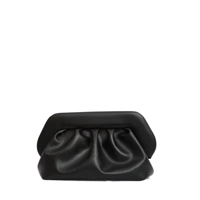 Themoirè Clutch Vegan Leather Nera In Black