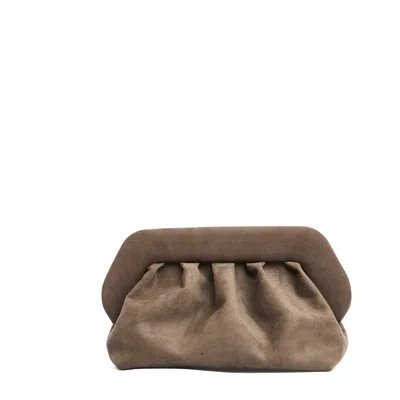 Themoirè Clutch Vegan Suede Fango In Brown