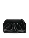 Themoirè Gathered Pleated Rectangular Clutch Bag In Black