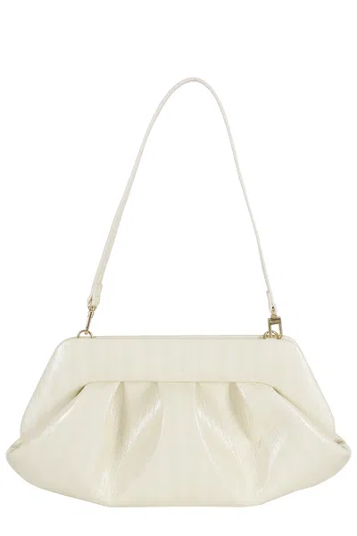 Themoirè Cream Bios Baguette Striped Vegan-leather Shoulder Bag In White