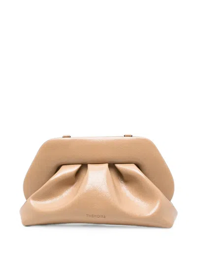 Themoirè Crinkled-finish Ruched Clutch Bag In Red