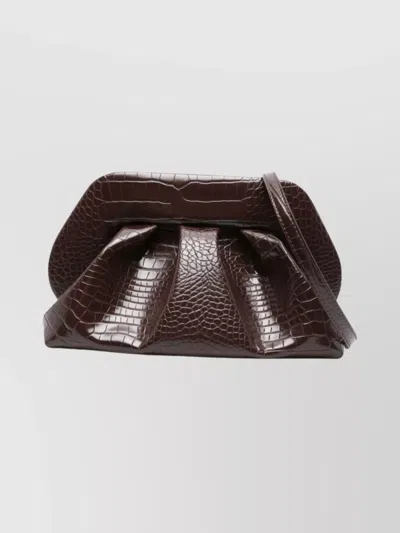 Themoirè Croco Texture Pleated Clutch Bag In Multi