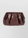 Themoirè Crocodile Texture Pleated Clutch Bag In Burgundy