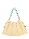 Themoirè Beaded Handle Pleated Design Bag In Neutral