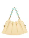 Themoirè Beaded Handle Pleated Design Bag