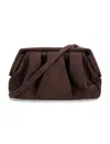 Themoirè Eco Suede Pleated Clutch Bag In Brown