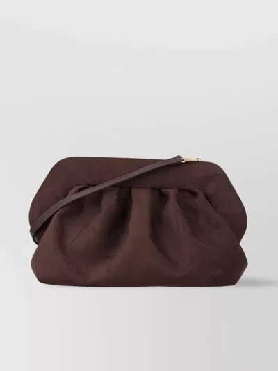 Themoirè Detachable Strap Pleated Suede Clutch