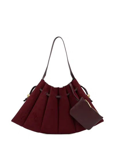 Themoirè Drawstring Panelled Tote Bag In Red