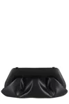 Themoirè Pleated Rectangular Shoulder Bag With Detachable Strap In Black