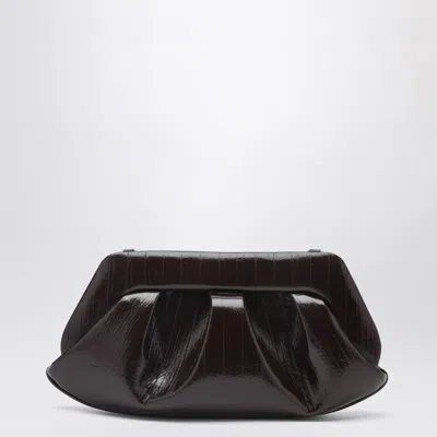Themoirè Emera Clutch In Chocolate Brown