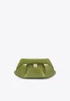 Themoirè Structured Rectangular Clutch Bag Crocodile Effect In Green